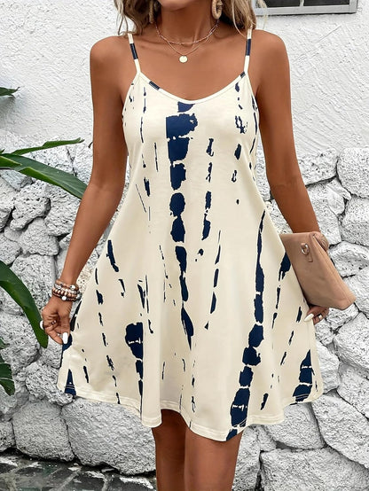 Women's Summer Spaghetti Strap Dress Casual Sleeveless A Line Flowy Sundress Lightweight Outfit for Beach